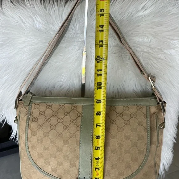 Gucci Beige and Olive Shoulder Bag - Picture 8 of 16